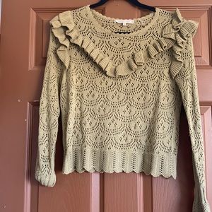 LoveShackFanxy Natalie ruffle sweater moss green